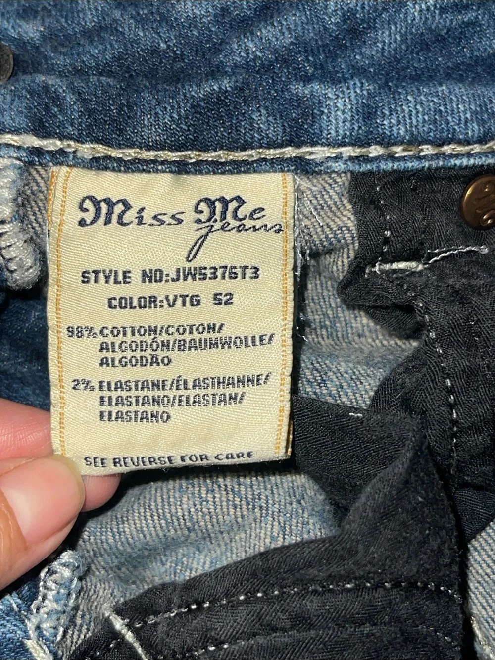 Miss Me Straight Leg Jeans Size 26 Ornate Gold Scrollwork Rhinestone Bling Y2K.